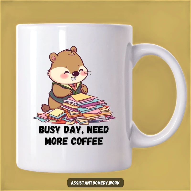 Funny Beaver Office Mug: Gift for Organized Professionals & Paper Pushers