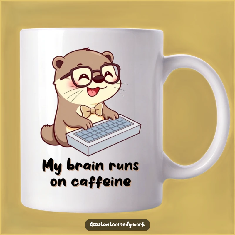 Funny Otter Working Hard Mug: Gift for Office Buddies & Keyboard Warriors