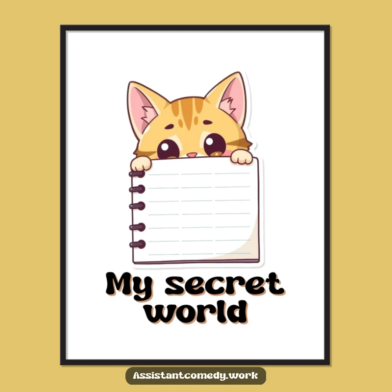 Funny Cat Notepad Digital Art - Instant Whimsical Decor Gift