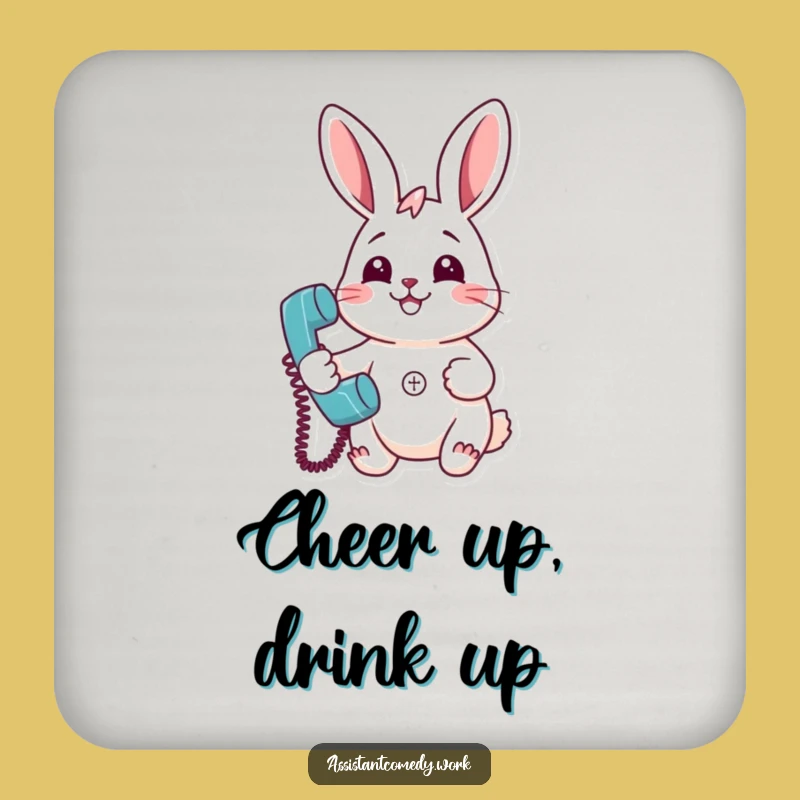 Funny Rabbit Phone Coaster - Chic & Hilarious Gift for Drink Lovers