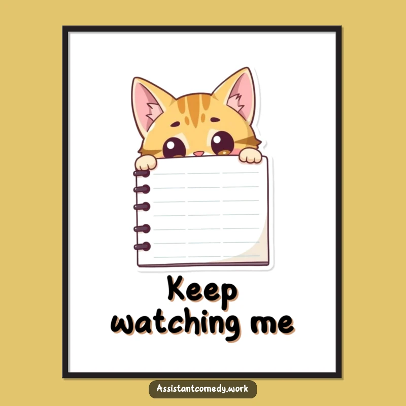 Funny Cat Notepad Poster - Whimsical Wall Art for Cat Lovers