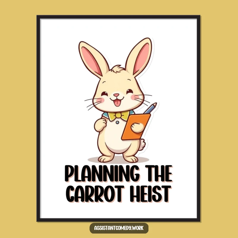 Funny Rabbit Clipboard Poster: Motivate Your Workspace
