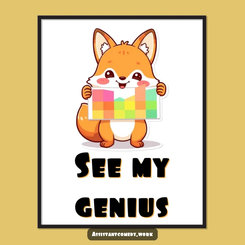 Funny Fox Chart Poster - Motivational Wall Art for Offices