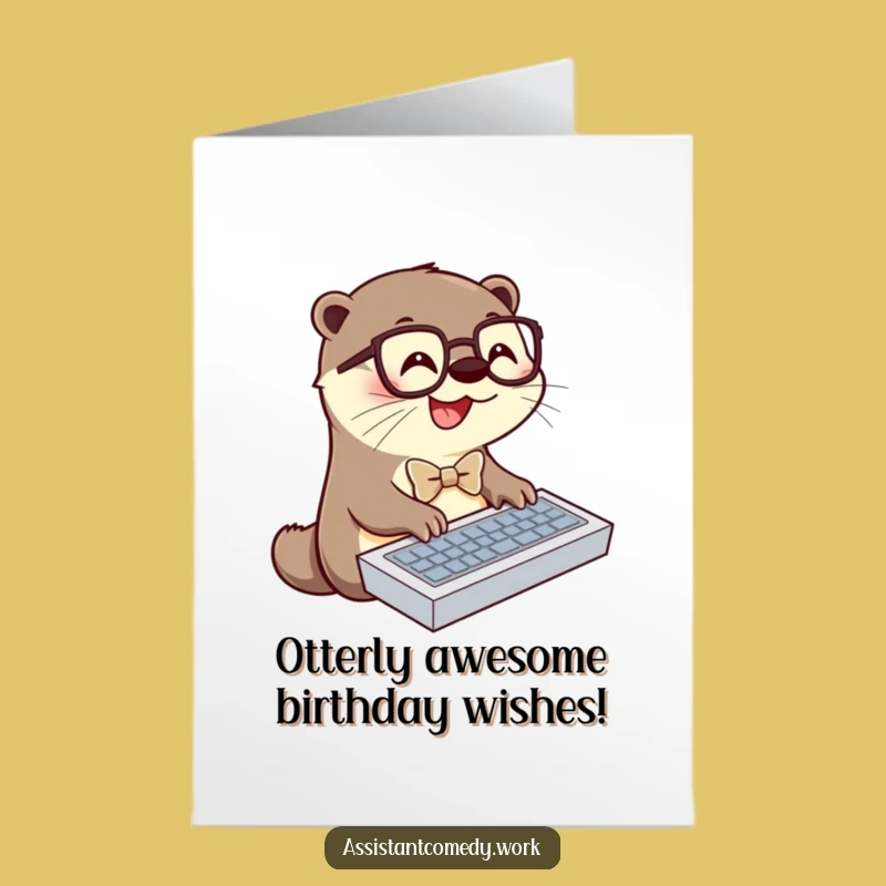 Free Printable Otter Birthday Card: Funny Downloadable Gift for Office Workers