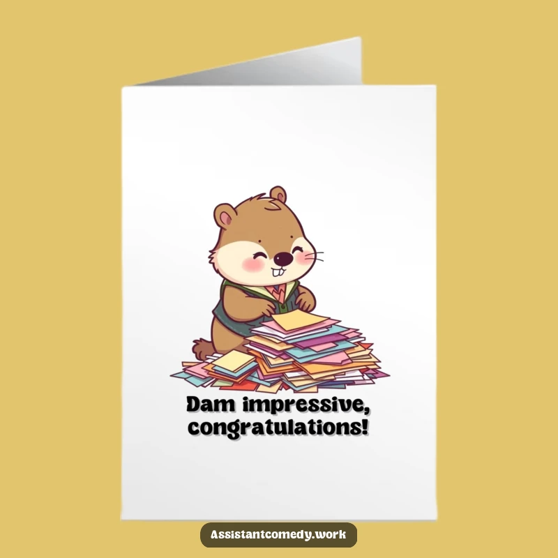 Free Printable Beaver Congrats Card: Funny Downloadable Gift for Achievers