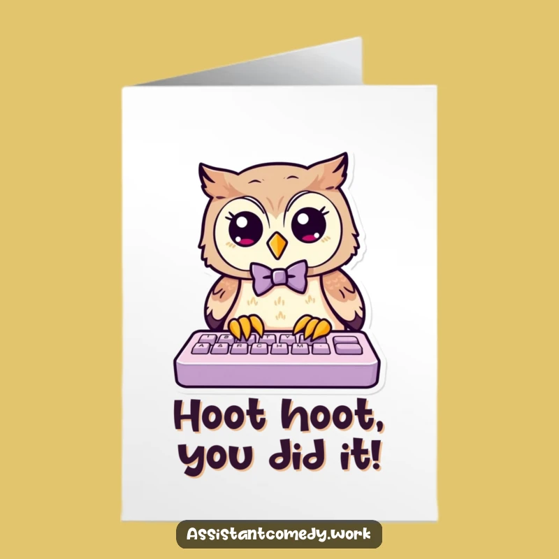 Free Printable Congratulations Card: Cute Owl Typing, Best Downloadable Gift Ever