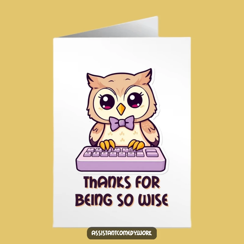 Free Printable Thank You Card: Owl Typing, Hilarious Downloadable Gift Idea