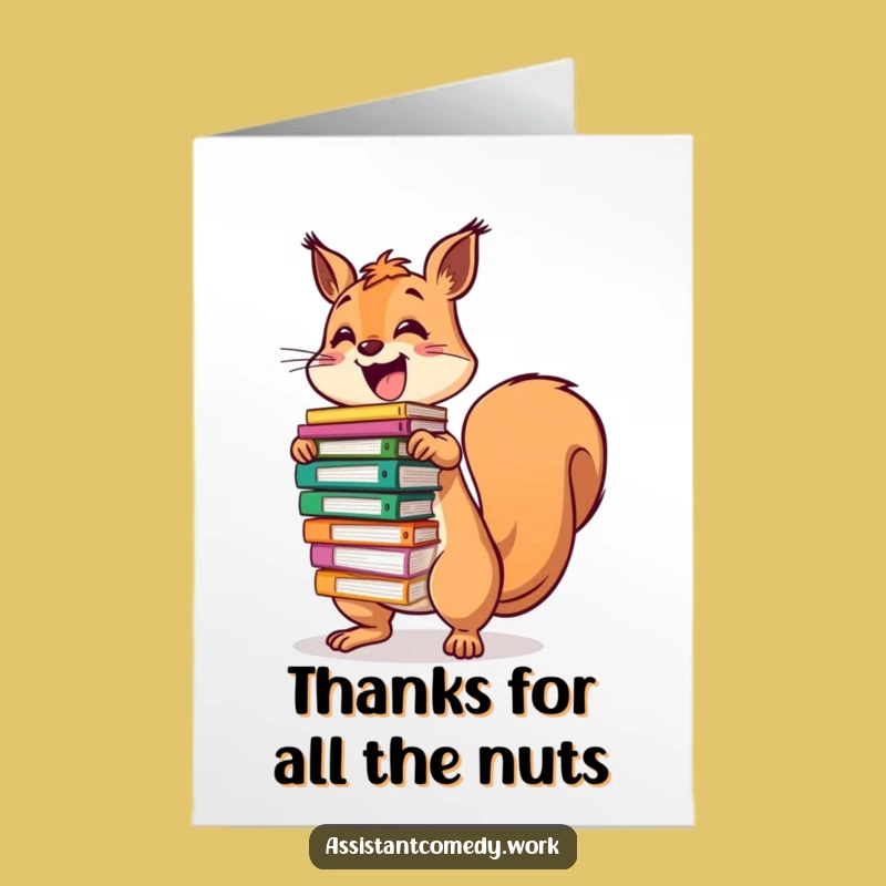 Free Printable Thank You Card: Squirrel with Files, Hilarious Downloadable Gift