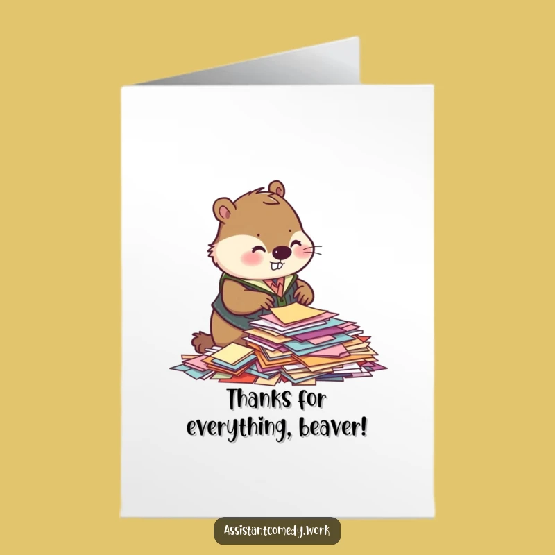 Free Printable Beaver Thank You Card: Funny Downloadable Gift for Appreciation