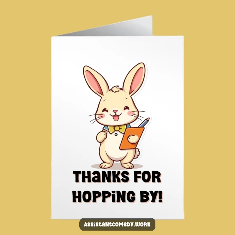 Free Printable Rabbit Thank You Card: Funny Downloadable Gift for Appreciation