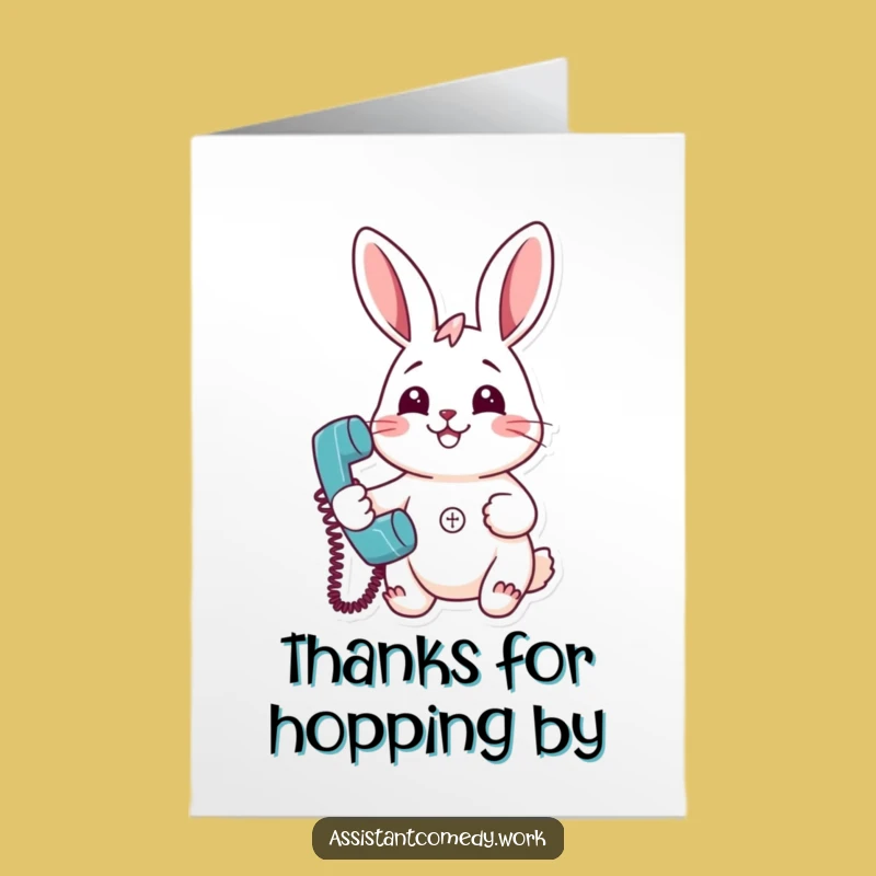 Free Printable Thank You Card: Rabbit on Phone, Hilarious Downloadable Gift