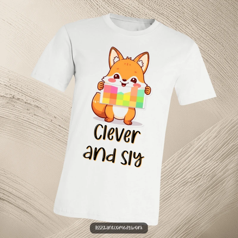 Funny fox character enthusiastically presenting a colorful chart, showcasing wit and intelligence.