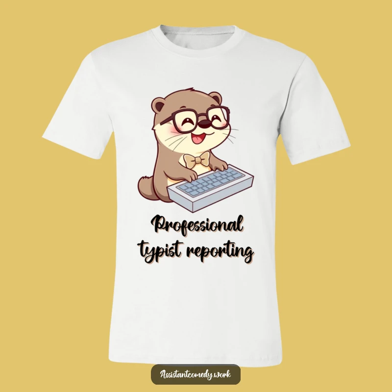 Funny Otter Typing T-Shirt: Hilarious Workwear for Keyboard Masters