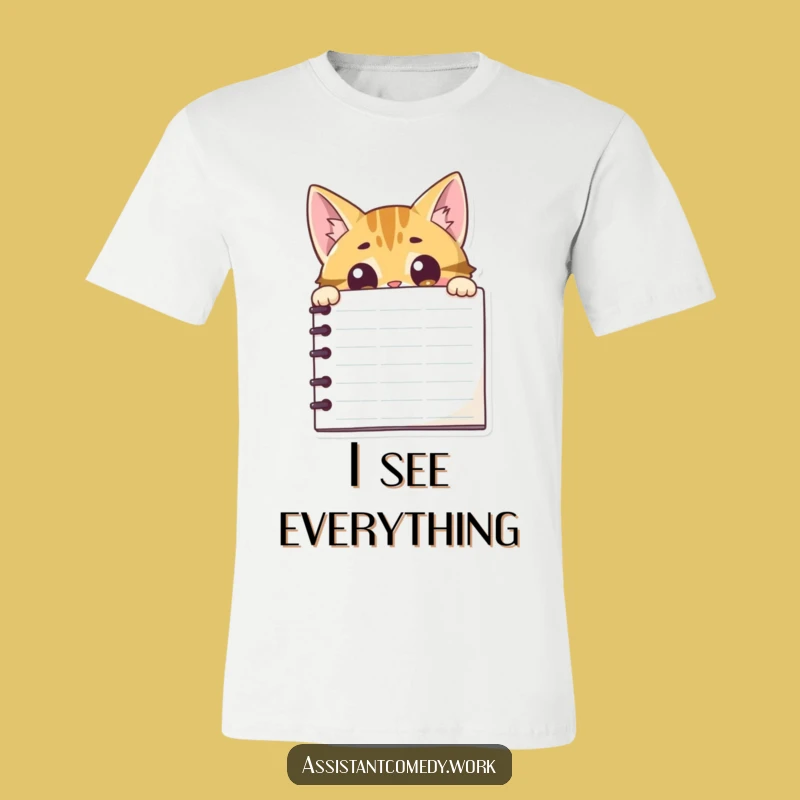 Funny Cat Notepad T-Shirt - Cute Gift for Curious Minds