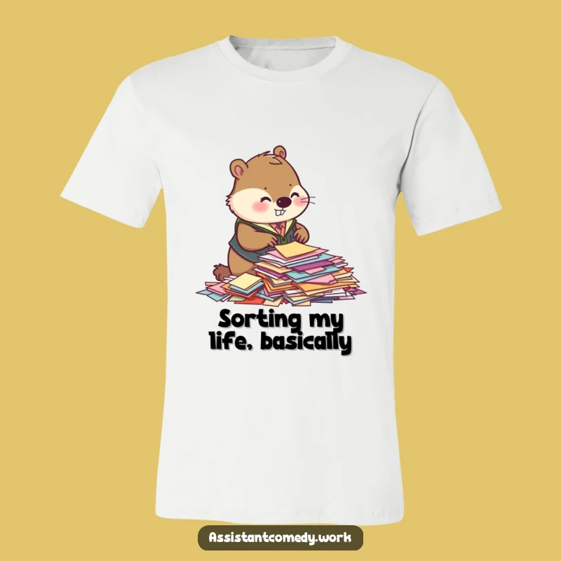 Funny Beaver Sorting Papers T-Shirt: Embrace Your Inner Organizer